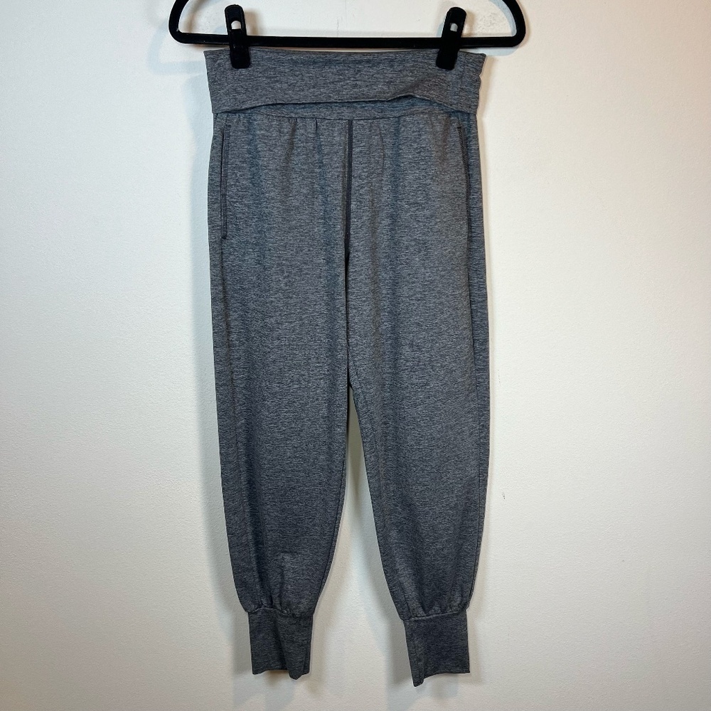 Aerie Fold Over High Rise Joggers Pants Dark Gray Heather Stretch Athletic Small